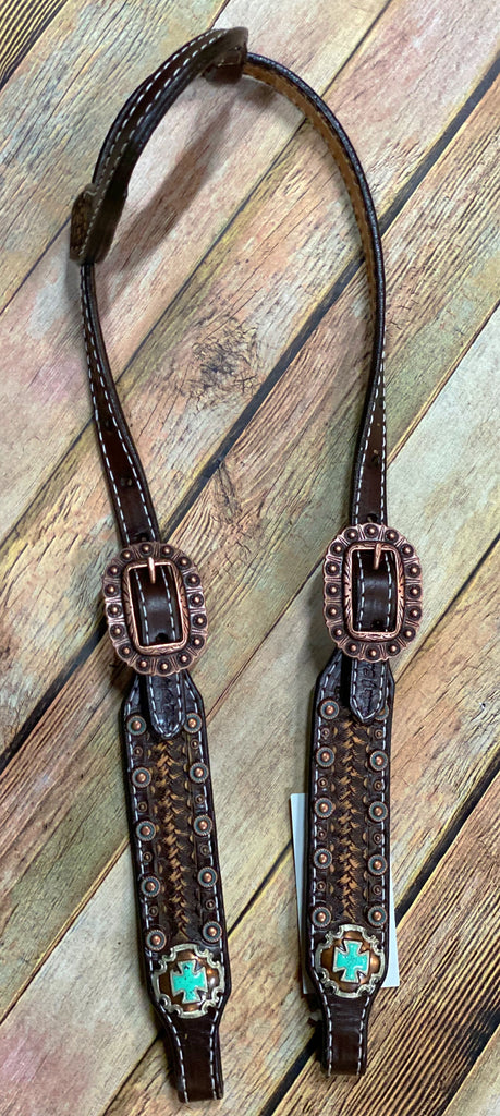 Double J Turquoise Studded Headstall